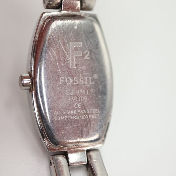 Fossil F2 Ladies Watch Silver Tone 16mm Black Dial Bracelet ES-9751 New Battery - Picture 15 of 15